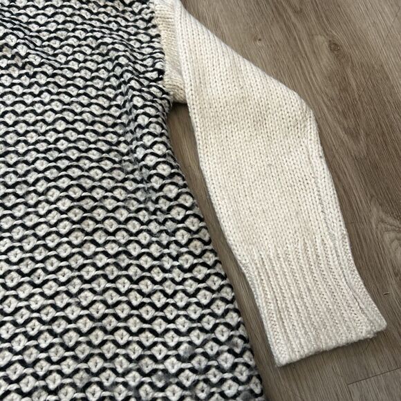 GAP Open Cardigan Sweater Womens XS / Small Oversize White Black Soft Wool Blend - Picture 5 of 10